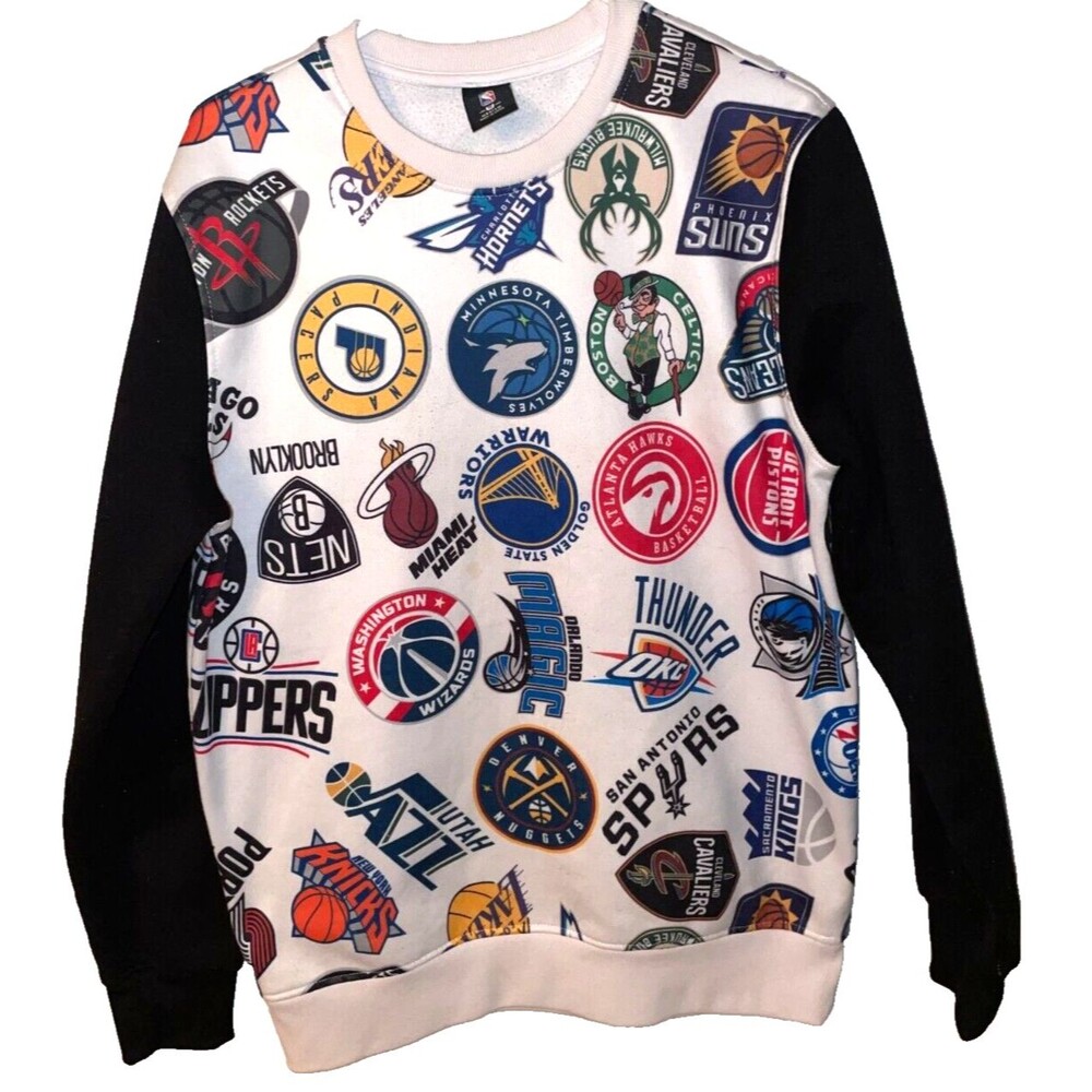 Athletic NBA Sweatshirt Official Gear Men's sz M All over All Teams Logo Print